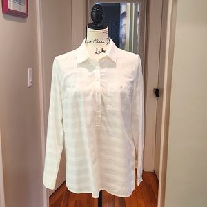 TOMMY HILFIGER ▪︎ Women's Damask Stripe 3/4 Button Shirt, Long Sleeve, Size M